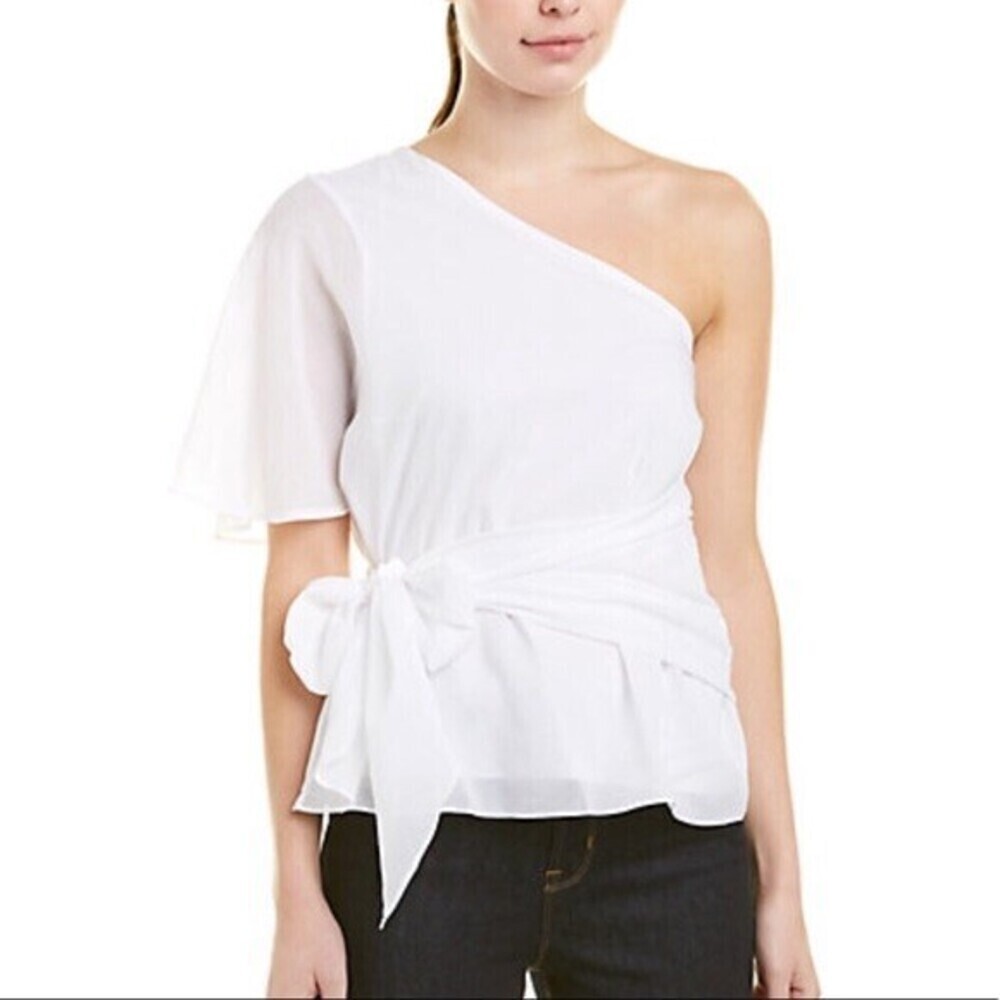 1.State Anthropologie One Shoulder Wrap Top In White Size XS $126